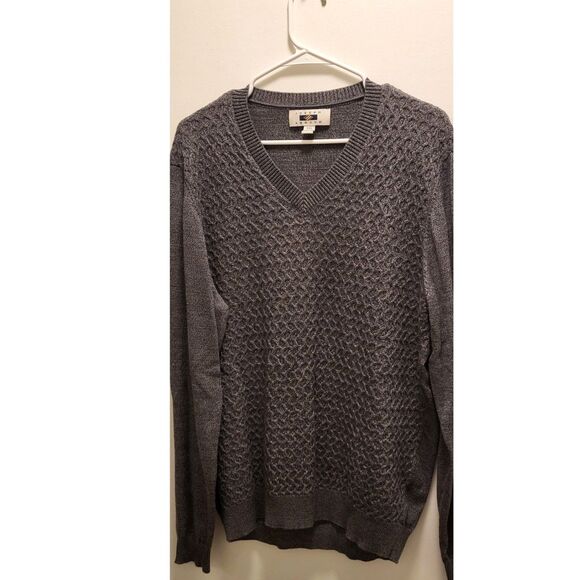Joseph Abboud Men's Sweater 2XL Gray V Neck Cable Preppy - Picture 1 of 4